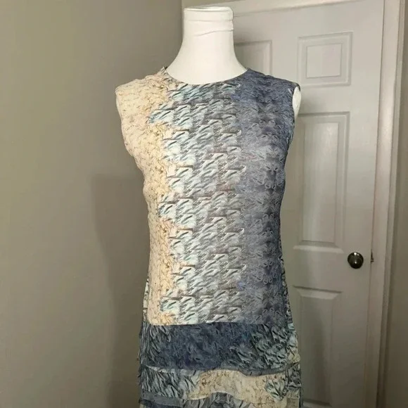 Christian  cota 100% silk ruffled mini dress 6 - Picture 5 of 8